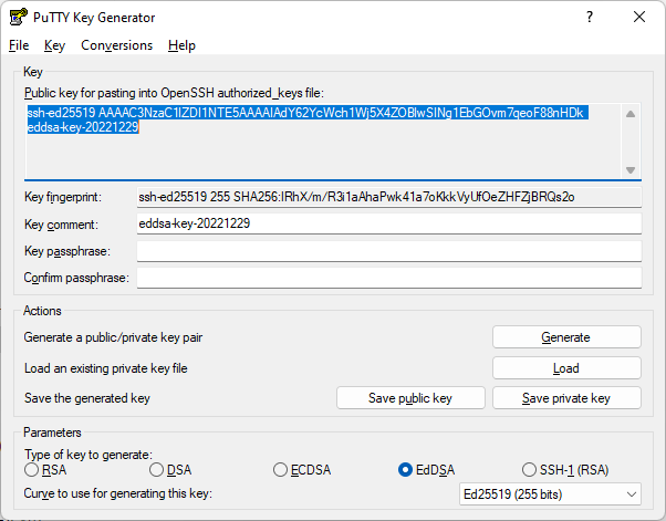 Generating an OpenSSH key with PuttyGen