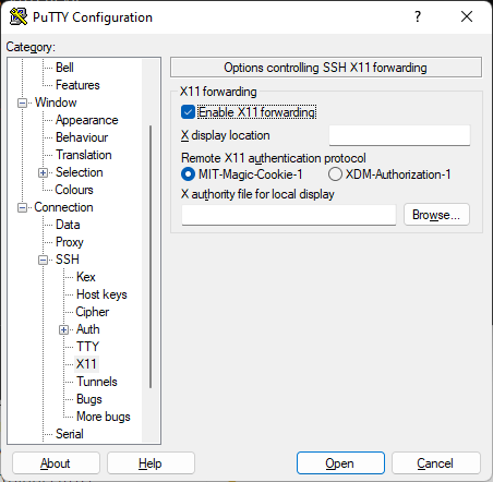 Configuring Putty for X11
